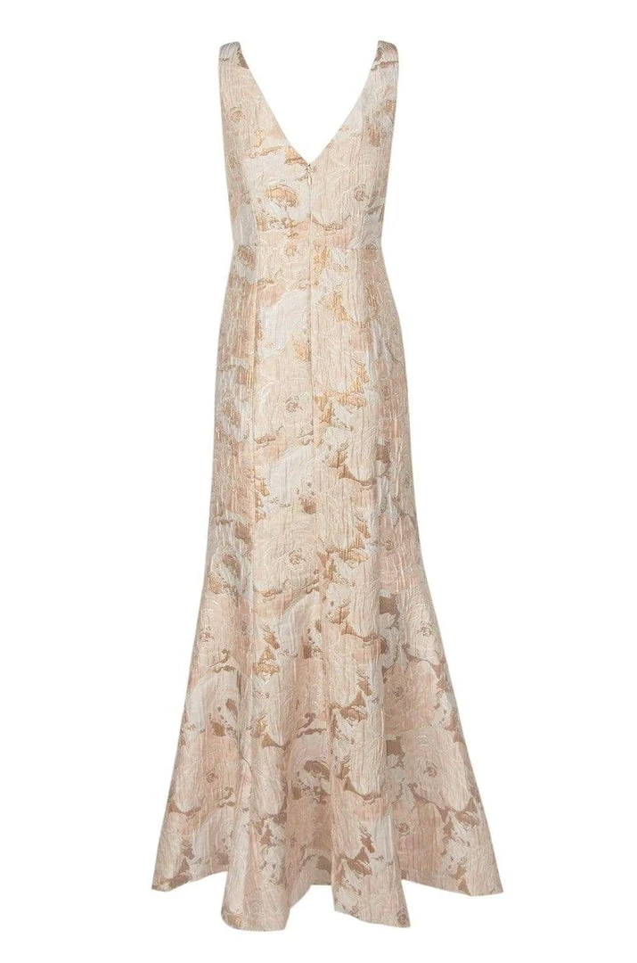 Aidan Mattox - MD1E202493 Floral Metallic Jacquard Deep V-neck Dress Formal Gowns 9 Aidan Mattox - MD1E202493 Floral Metallic Jacquard Deep V-neck Dress Formal Gowns