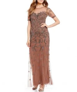 Formal Gowns Aidan Mattox - MD1E202875 Embellished Illusion Jewel Sheath Dress