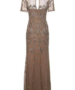 Formal Gowns Aidan Mattox - MD1E202875 Embellished Illusion Jewel Sheath Dress
