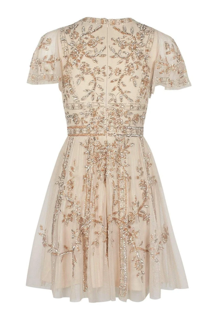 Aidan Mattox - MD1E202876 V-Neckline Short Sleeves A-line Dress 4 Aidan Mattox - MD1E202876 V-Neckline Short Sleeves A-line Dress