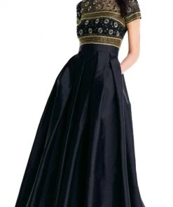 Formal Gowns Aidan Mattox - MD1E203083 Illusion Beaded Bodice Taffeta Ballgown
