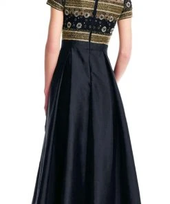 Formal Gowns Aidan Mattox - MD1E203083 Illusion Beaded Bodice Taffeta Ballgown