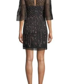 Aidan Mattox - MD1E203114 Illusion Flutter Sleeve Cocktail Dress Cocktail Dresses