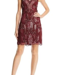 Cocktail Dresses Aidan Mattox - MD1E203302 Bead-Fringed Scalloped Hem Dress