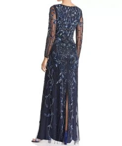 Formal Gowns Aidan Mattox - MD1E203314 Embellished Sheer Long Sleeves A-line Dress 6 Formal Gowns Aidan Mattox - MD1E203314 Embellished Sheer Long Sleeves A-line Dress
