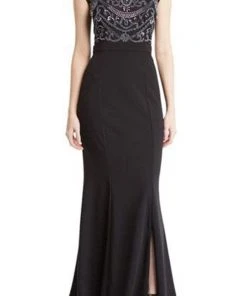 Aidan Mattox - MD1E203319 Embellished Bateau Trumpet Dress