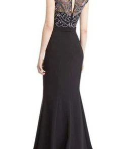 Aidan Mattox - MD1E203319 Embellished Bateau Trumpet Dress