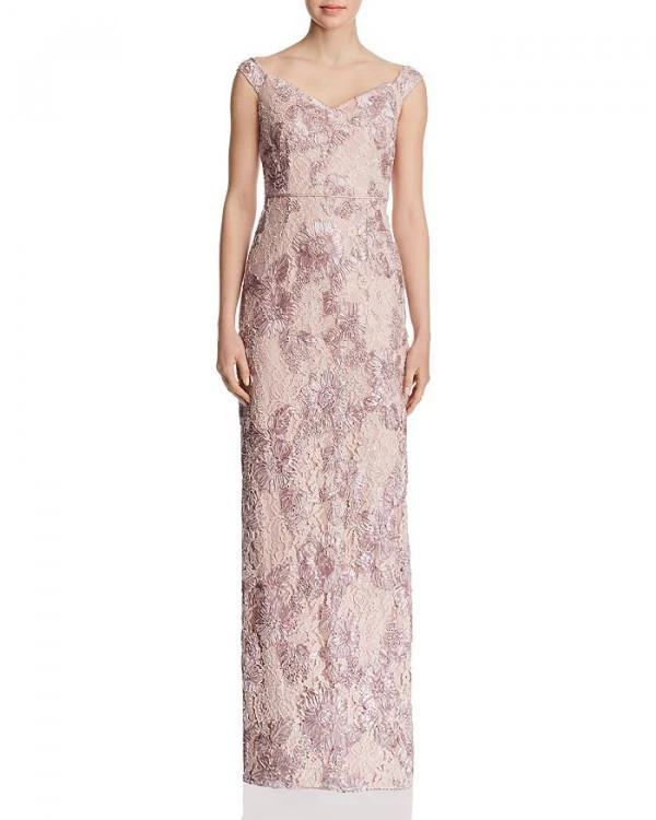 Aidan Mattox - MD1E203451 Embroidered Lace Off-Shoulder Column Dress Formal Gowns 3 Aidan Mattox - MD1E203451 Embroidered Lace Off-Shoulder Column Dress Formal Gowns