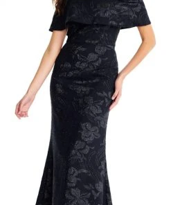 Aidan Mattox - MD1E203576 Off-Shoulder Floral Printed Trumpet Gown