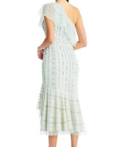 Plus Size Dresses Aidan Mattox - MD1E203610 Sequined One Shoulder Trumpet Dress