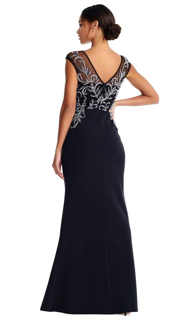 Aidan Mattox - MD1E203928 Embellished V-Neck Mesh Crepe Long Dress Formal Gowns 4 Aidan Mattox - MD1E203928 Embellished V-Neck Mesh Crepe Long Dress Formal Gowns
