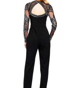 Long Dresses Aidan Mattox - MD1E204888 Bedazzled Long Sleeves Jewel Neck Jumpsuit 5 Long Dresses Aidan Mattox - MD1E204888 Bedazzled Long Sleeves Jewel Neck Jumpsuit