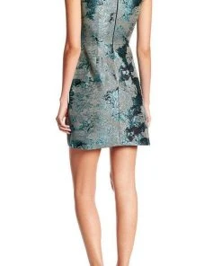 Cocktail Dresses Aidan Mattox - Metallic Patterned A-Line Dress 151A10260 - 1 Pc Teal In Size 10 Available