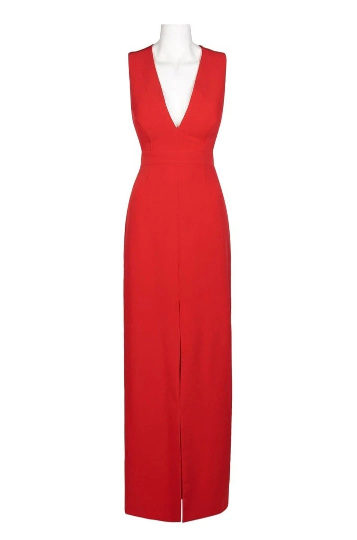 Formal Gowns Aidan Mattox - MN1E200908 Plunging V-neck Crepe Sheath Dress 4 Formal Gowns Aidan Mattox - MN1E200908 Plunging V-neck Crepe Sheath Dress