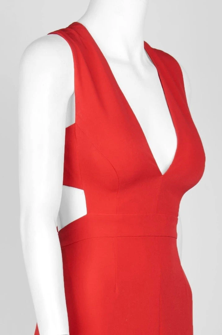 Formal Gowns Aidan Mattox - MN1E200908 Plunging V-neck Crepe Sheath Dress 6 Formal Gowns Aidan Mattox - MN1E200908 Plunging V-neck Crepe Sheath Dress