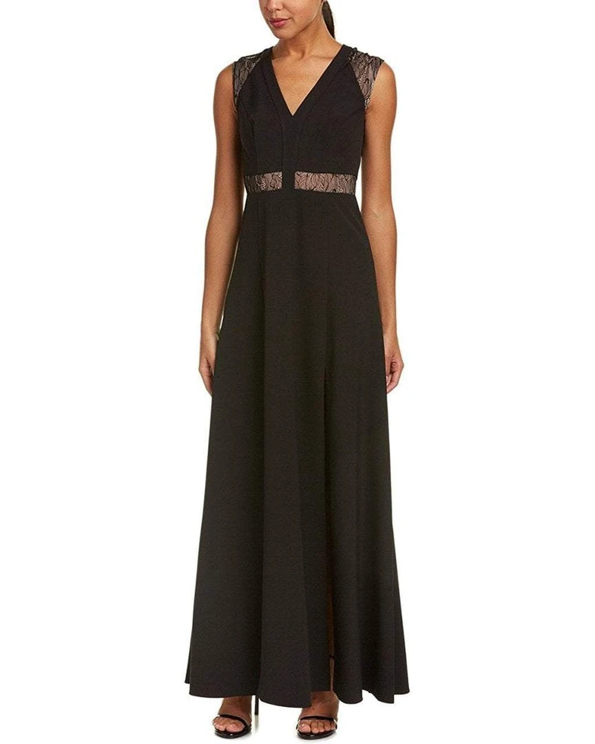 Formal Gowns Aidan Mattox - MN1E201092 Lace Paneled Cap Sleeve Crepe A-line Gown 3 Formal Gowns Aidan Mattox - MN1E201092 Lace Paneled Cap Sleeve Crepe A-line Gown
