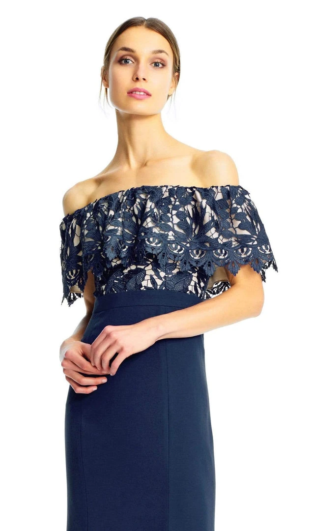 Formal Gowns Aidan Mattox - MN1E202072 Floral Lace Off-Shoulder Sheath Dress 4 Formal Gowns Aidan Mattox - MN1E202072 Floral Lace Off-Shoulder Sheath Dress
