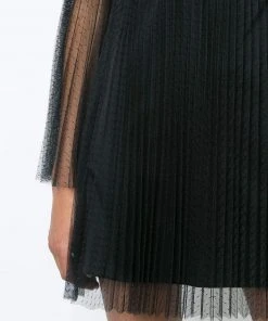 Aidan Mattox - MN1E202454 Floral Lace Long Sleeve Pleated A-line Dress Cocktail Dresses