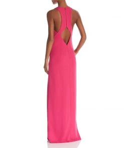 Aidan Mattox - MN1E202458 Sleeveless V-Neck Plain Slit Colum Gown Formal Gowns