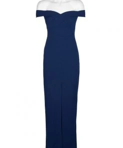 Formal Gowns Aidan Mattox - MN1E202585 Off-Shoulder Scuba Crepe Long Sheath Dress