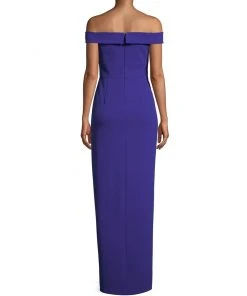 Formal Gowns Aidan Mattox - MN1E202585 Off-Shoulder Scuba Crepe Long Sheath Dress