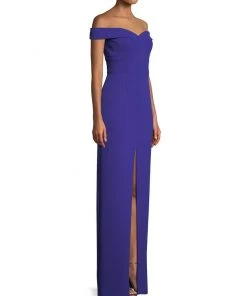 Formal Gowns Aidan Mattox - MN1E202585 Off-Shoulder Scuba Crepe Long Sheath Dress