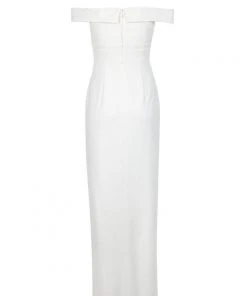 Formal Gowns Aidan Mattox - MN1E202585 Off-Shoulder Scuba Crepe Long Sheath Dress