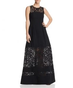Aidan Mattox - MN1E202967 Sleeveless Lace Inset Crepe Gown
