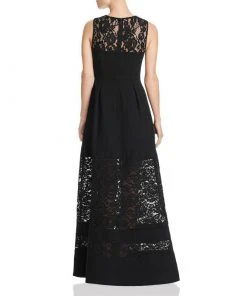 Aidan Mattox - MN1E202967 Sleeveless Lace Inset Crepe Gown