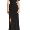 Formal Gowns Aidan Mattox - Off-Shoulder Tassel Sleeves Evening Gown MD1E203104 - 1 Pc Black In Size 14 Available