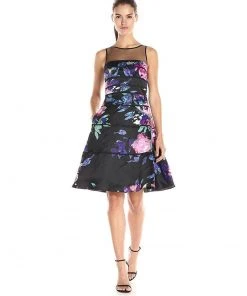 Cocktail Dresses Aidan Mattox - Piping Illusion Neck Dress 54469090
