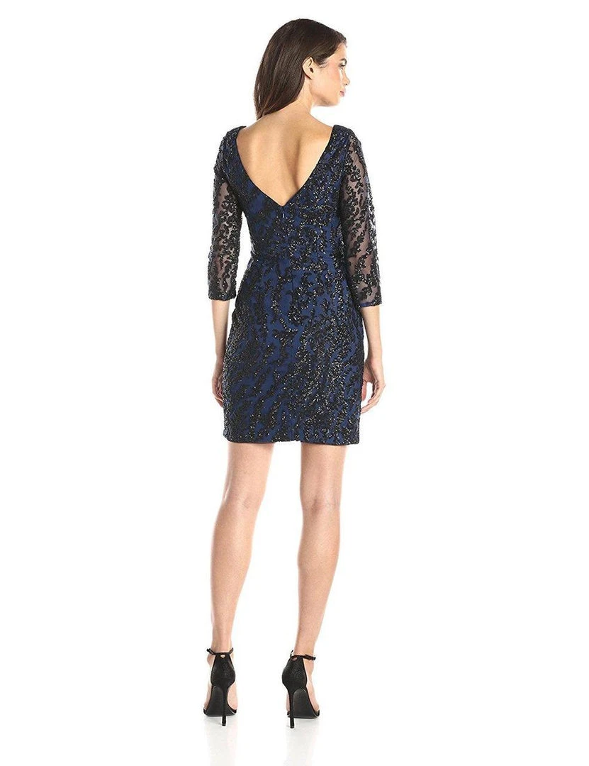 Aidan Mattox - Sequined Bateau Neck Column Dress 151A10450 4 Aidan Mattox - Sequined Bateau Neck Column Dress 151A10450