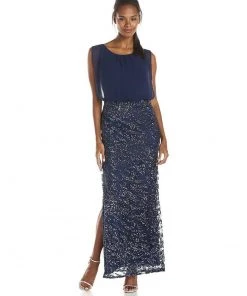 Formal Gowns Aidan Mattox - Sequined Bateau Neck Mesh Dress 151A10470