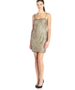 Cocktail Dresses Aidan Mattox - Sequined Semi-Sweetheart Sheath Dress 151A95920