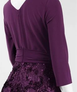 Alex Evenings - 1121875 Quarter Sleeve Jersey Lace Tea Length Dress