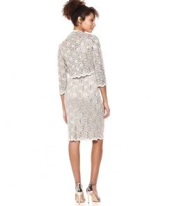 Alex Evenings - 1122090 Allover Lace Sequin Dress With Bolero Cocktail Dresses