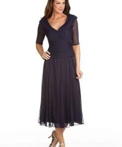 Alex Evenings - 132141 Ruched Off Shoulder Tea Length Dress 11 Alex Evenings - 132141 Ruched Off Shoulder Tea Length Dress