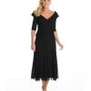 Alex Evenings - 132141 Ruched Off Shoulder Tea Length Dress 2 Alex Evenings - 132141 Ruched Off Shoulder Tea Length Dress