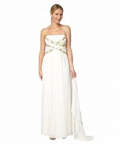Alex Evenings - 132416 Gilt-Embellished Straight Across Ruched Gown