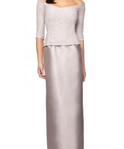 Alex Evenings - 2121259 Quarter Sleeve Lace Off Shoulder Sheath Dress