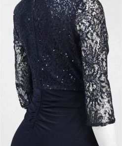Formal Gowns Alex Evenings - 2121457 Sequined Lace Bateau Evening Dress In Deep Navy 7 Formal Gowns Alex Evenings - 2121457 Sequined Lace Bateau Evening Dress In Deep Navy