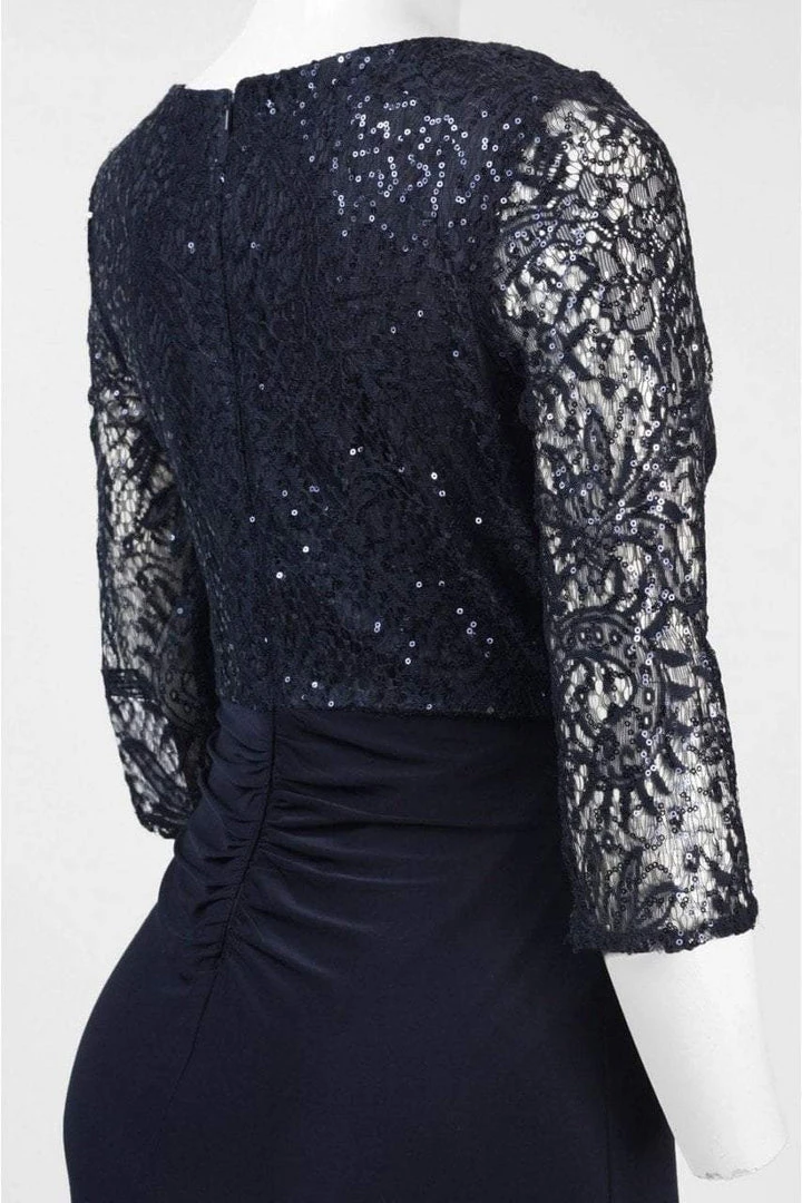 Formal Gowns Alex Evenings - 2121457 Sequined Lace Bateau Evening Dress In Deep Navy 5 Formal Gowns Alex Evenings - 2121457 Sequined Lace Bateau Evening Dress In Deep Navy