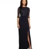 Formal Gowns Alex Evenings - 2121457 Sequined Lace Bateau Evening Dress In Deep Navy 2 Formal Gowns Alex Evenings - 2121457 Sequined Lace Bateau Evening Dress In Deep Navy