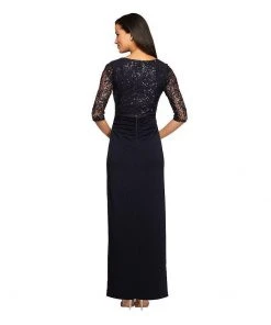Formal Gowns Alex Evenings - 2121457 Sequined Lace Bateau Evening Dress In Deep Navy 6 Formal Gowns Alex Evenings - 2121457 Sequined Lace Bateau Evening Dress In Deep Navy