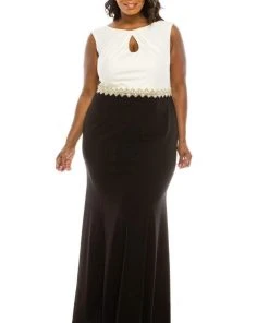 Alex Evenings - 460108 Cap Sleeve Colorblock Long Gown