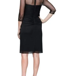 Alex Evenings - 8132918 Beaded Illusion Quarter Sleeve Draped Dress