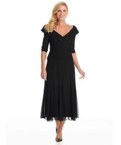 Alex Evenings - Off Shoulder Tea Length Dress 132141 Formal Gowns