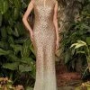 Alexander By Daymor - 959 Jewel Neck Sequined Evening Gown - 1 Pc Gold/Silver In Size 4 Available Formal Gowns