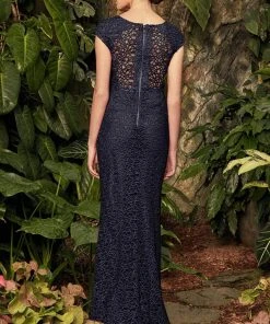 Alexander By Daymor Fully Lace Cap Sleeve Bateau Sheath Dress 975 - 1 Pc Navy In Sizes 10 Available Formal Gowns 5 Alexander By Daymor Fully Lace Cap Sleeve Bateau Sheath Dress 975 - 1 Pc Navy In Sizes 10 Available Formal Gowns