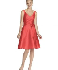 Colors Dress Formal Gowns Alfred Sung - D624 Pleated Surplice V-Neck A-Line Dress